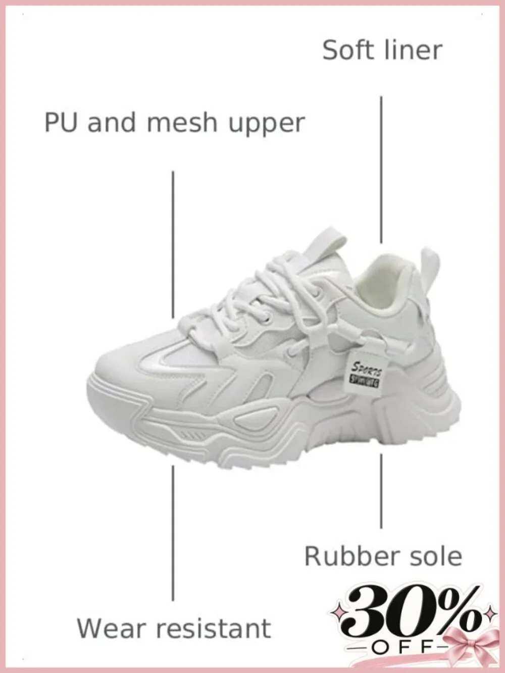 Women's Mesh Platform Sneakers Walking Shoes Breathable PU Lace-Up
